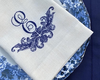 Embroidered Linen Napkin | Personalized  Linen Napkins | Monogrammed Napkins | Wedding Napkins | Dinner napkins | Table linen Set | Handmade