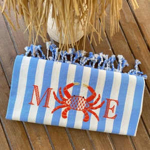 Discover the perfect blend of luxury and style with our custom Turkish beach towel, designed for a unique bachelorette party gift experience image 5