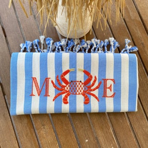 Discover the perfect blend of luxury and style with our custom Turkish beach towel, designed for a unique bachelorette party gift experience image 1