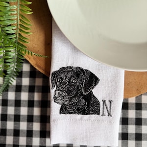 Personalized Golden Doodle Embroidered Linen Napkins - Custom Pet Portrait Napkins - Dog Lover Gift - Personalized Table Setting