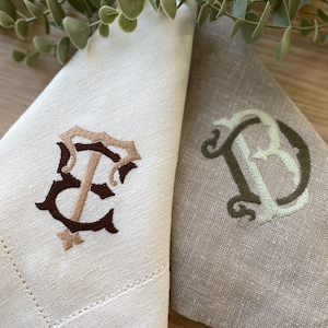 Monogrammed Linen Napkins | Wedding Napkins | Party Napkins | Costume Linen Napkins | Embroidered Name Napkins