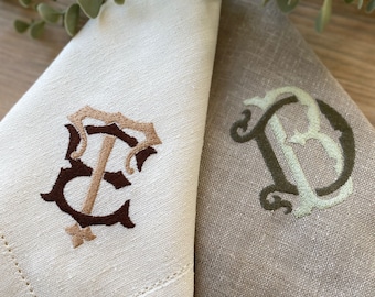 Monogrammed Linen Napkins | Wedding Napkins | Party Napkins | Costume Linen Napkins | Embroidered Name Napkins