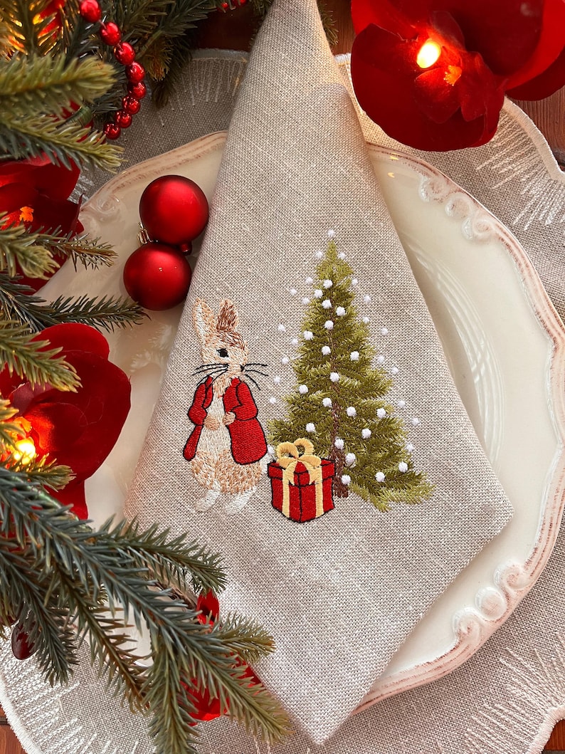 Enchanting Peter Rabbit Embroidered Linen Napkin For A Magical Enchanting Peter Rabbit Embroidered Linen Napkin For A Magical