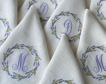 Personalized Linen Napkins | Party Napkins | Rustic Linen | Lavender Linen Napkins | Costume gift | Wedding gift | monogrammed