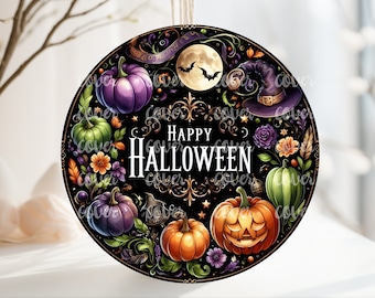 PNG Digital File Halloween, Round Design Great for Sublimation onto Metal Signs, Ceramic, Ornaments, Etc.