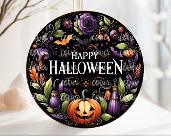 PNG Digital File Halloween, Round Design Great for Sublimation onto Metal Signs, Ceramic, Ornaments, Etc.
