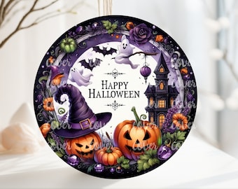 PNG Digital File Halloween, Round Design Great for Sublimation onto Metal Signs, Ceramic, Ornaments, Etc.