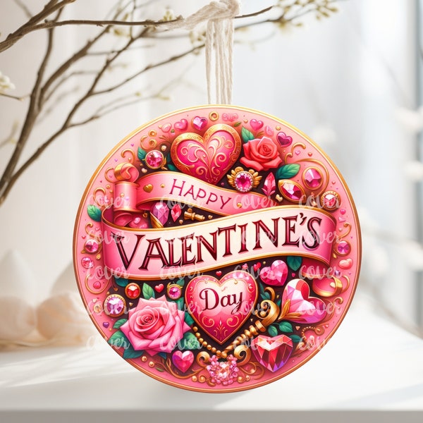 PNG Digital File Pink Valentine Design, Round Design Great for Sublimation onto Metal Signs, Ceramic, Ornaments, Etc.