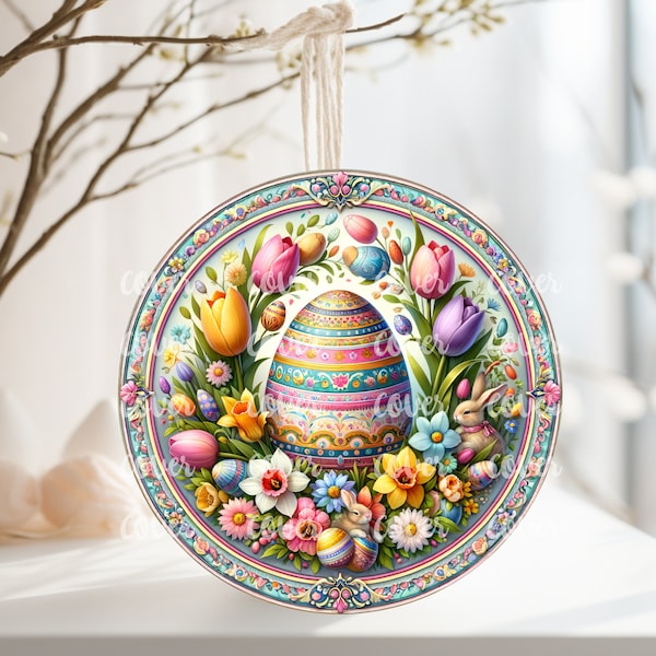 PNG Digital File Easter Design, Round Design Great for Sublimation onto Metal Signs, Ceramic, Ornaments, Etc.