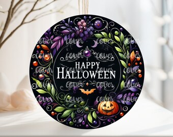 PNG Digital File Halloween, Round Design Great for Sublimation onto Metal Signs, Ceramic, Ornaments, Etc.