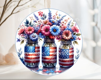 PNG Digital File 4th July Patriotic Design, Round Design Great for Sublimation onto Metal Signs, Ceramic, Ornaments, Cookies, etc