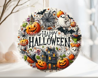 PNG Digital File Halloween, Round Design Great for Sublimation onto Metal Signs, Ceramic, Ornaments, Etc.