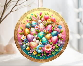 PNG Digital File Bunny Easter Design, Round Design Great for Sublimation onto Metal Signs, Ceramic, Ornaments, Etc.