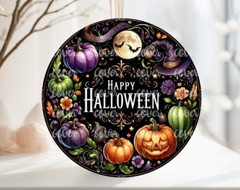 PNG Digital File Halloween, Round Design Great for Sublimation onto Metal Signs, Ceramic, Ornaments, Etc.