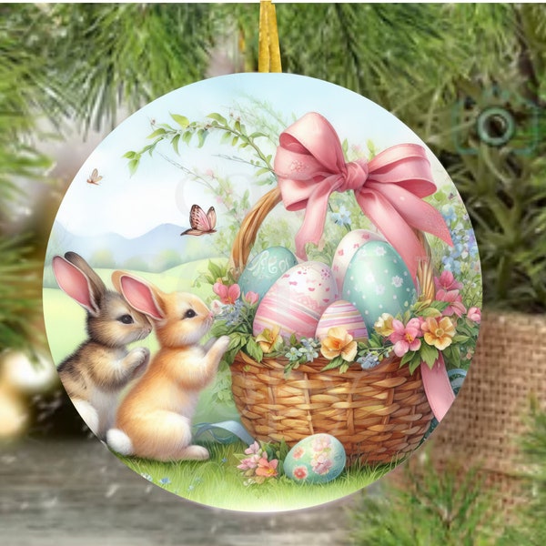 PNG Digital File Happy Easter Bunny Design, Round Design Great for Sublimation onto Metal Signs, Ceramic, Ornaments, Etc.