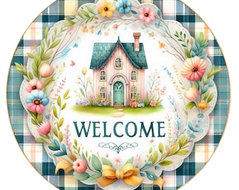 All Season - Welcome Round Floral Design PNG (Digital File) Great for Sublimination