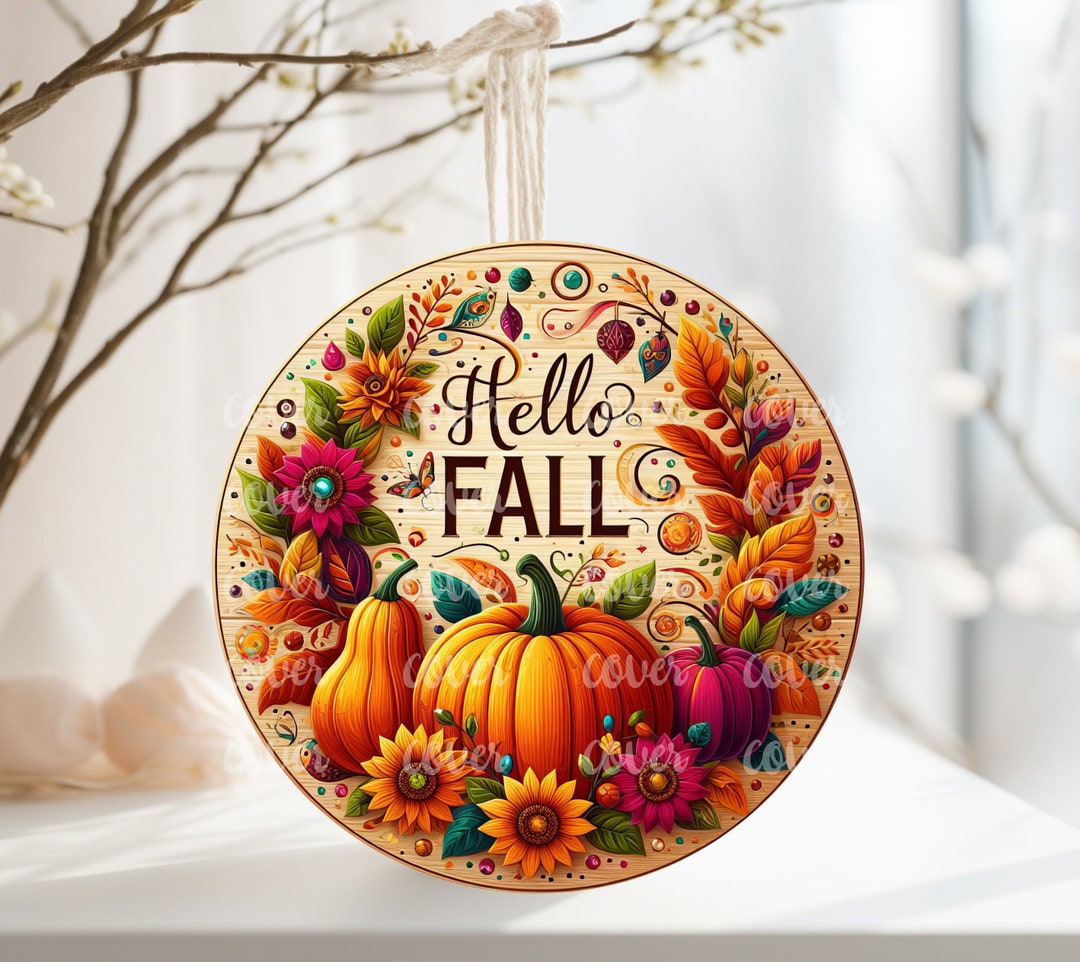Hello Fall Rounds Png PNG Digital File Hello Fall Autumn Harvest, Round Design Great for ...