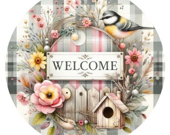 All Season - Welcome Round Floral Design PNG (Digital File) Great for Sublimination