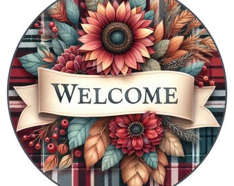 Fall/Winter - Welcome Round Floral Design PNG (Digital File) Great for Sublimination