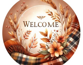 Fall/Winter - Welcome Round Floral Design PNG (Digital File) Great for Sublimination