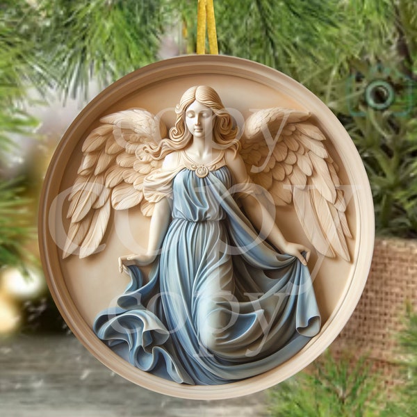 PNG Digital File 3D Effect Sculpted Angel Round Design Great for Sublimation onto Metal Signs, Ceramic, Ornaments, Etc.
