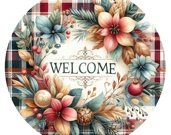 Fall/Winter - Welcome Round Floral Design PNG (Digital File) Great for Sublimination