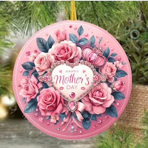 Archivo digital PNG Diseño rosa del Día de la Madre, diseño redondo ideal para la sublimación en letreros de metal, cerámica, adornos, etc.