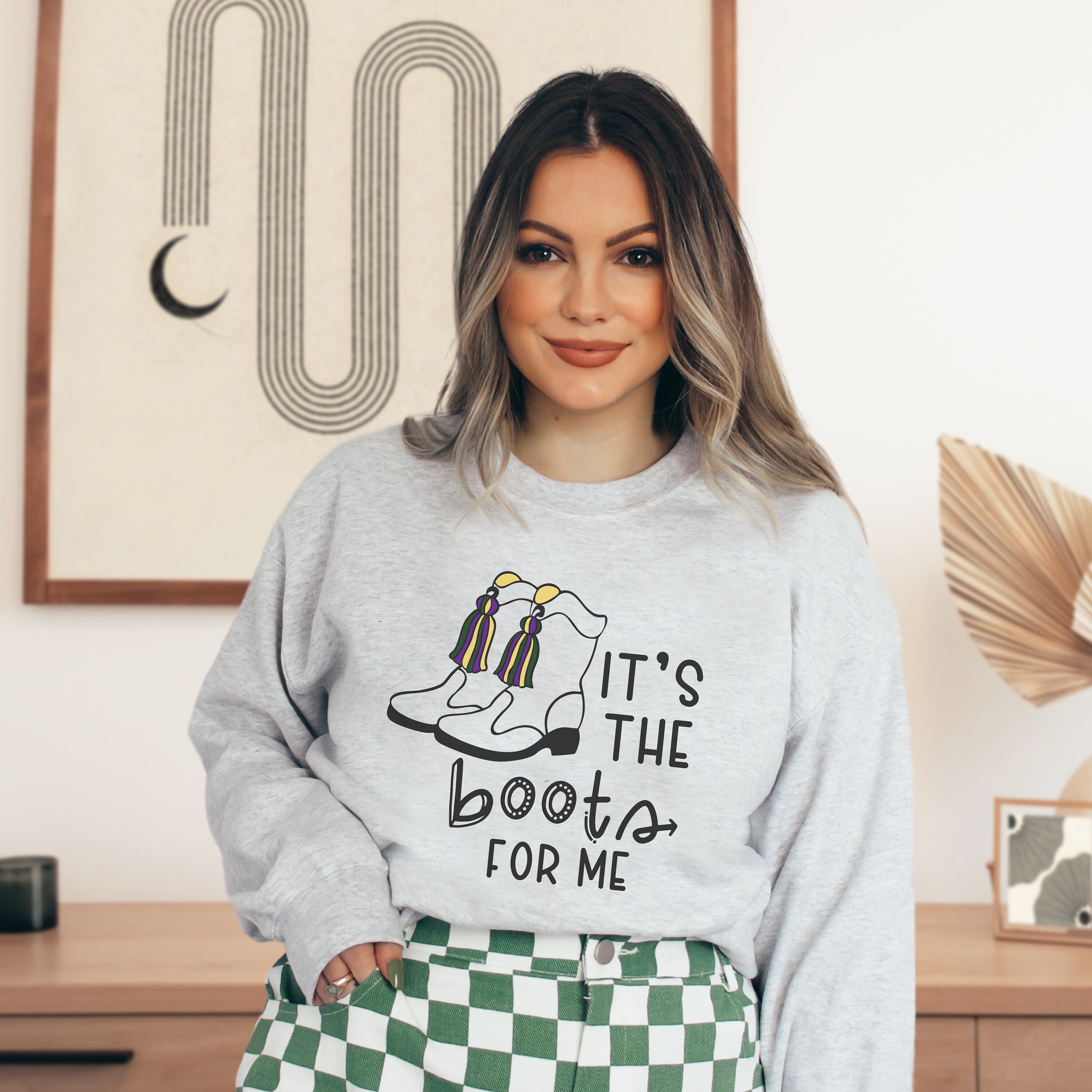 mardi gras boots sweatshirt