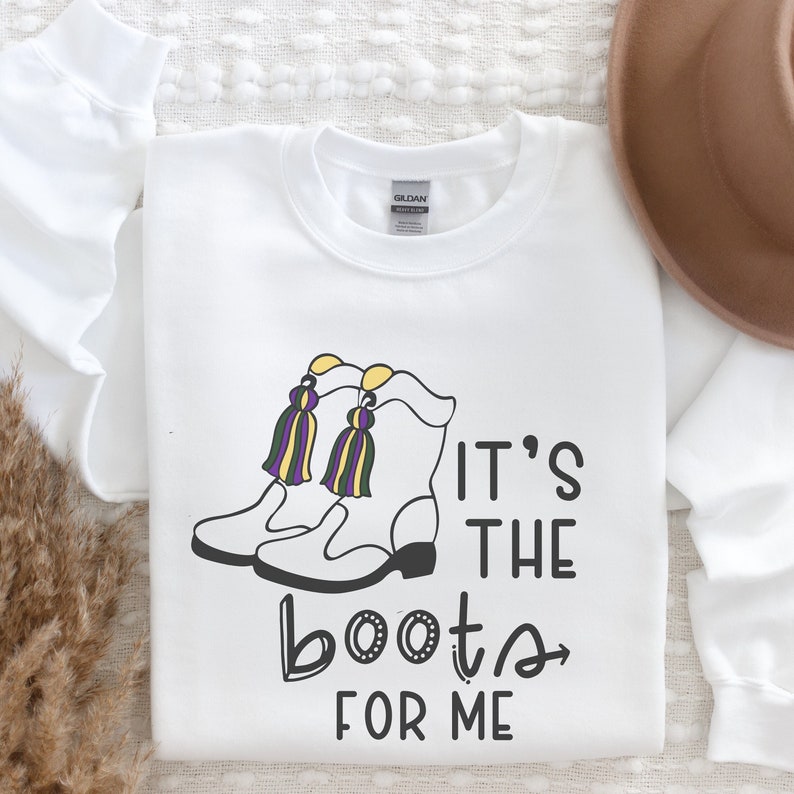 mardi gras boots sweatshirt