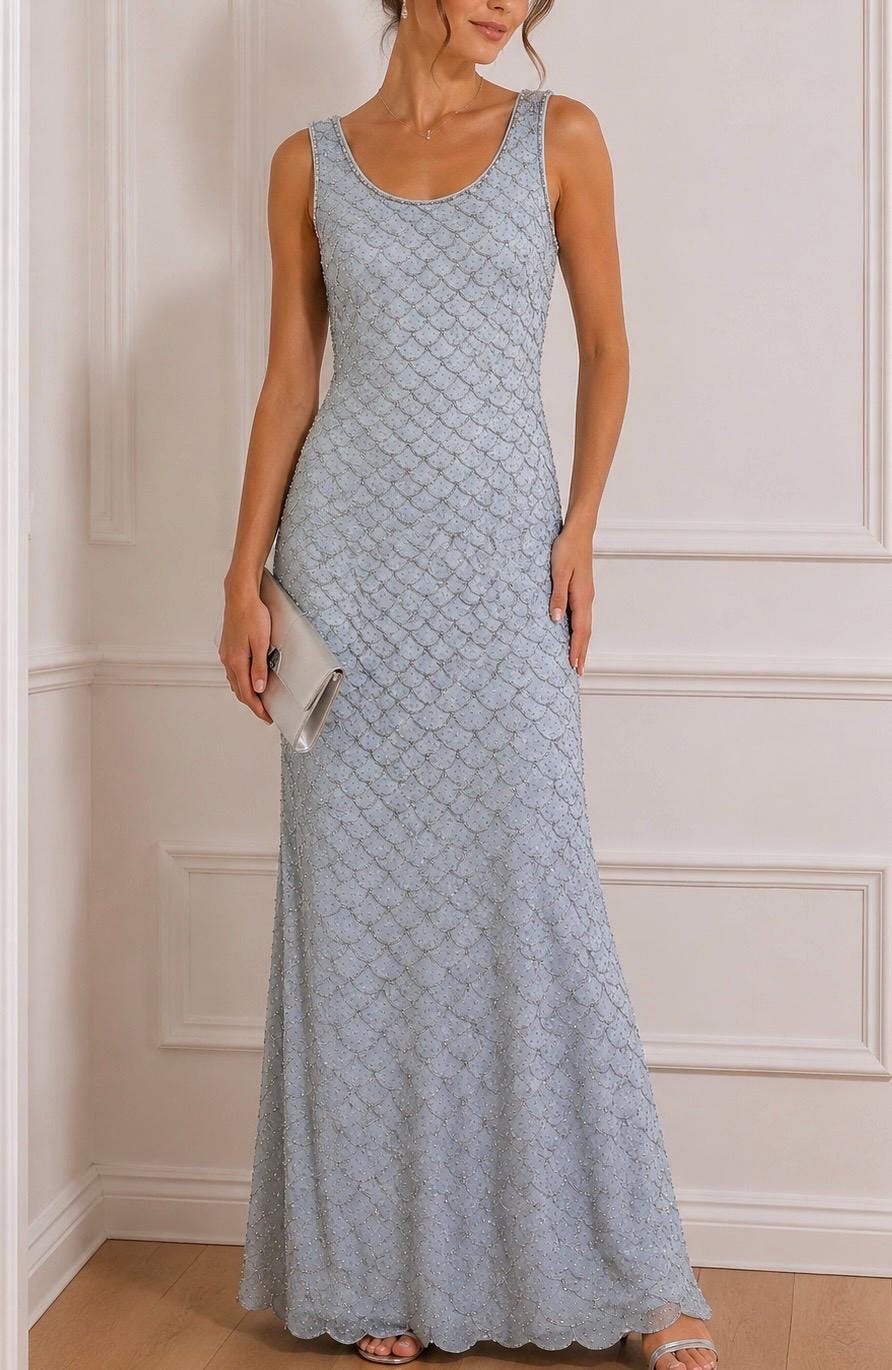 blue black dress murder Blue Beaded Cap Sleeve Empire Waist Sheath Midi Dress main image 1