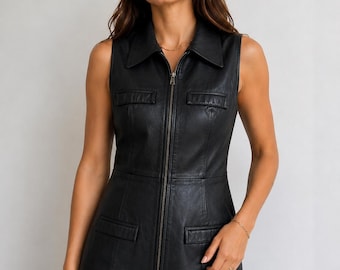 Veste de moto vintage Marquis en cuir noir avec fermeture éclair sur le devant Fabriqué au Canada Taille 8