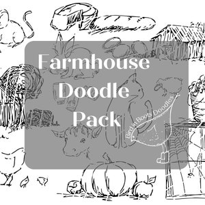Farmhouse drawing doodle pack SVG PNG by BirdinBoots printable