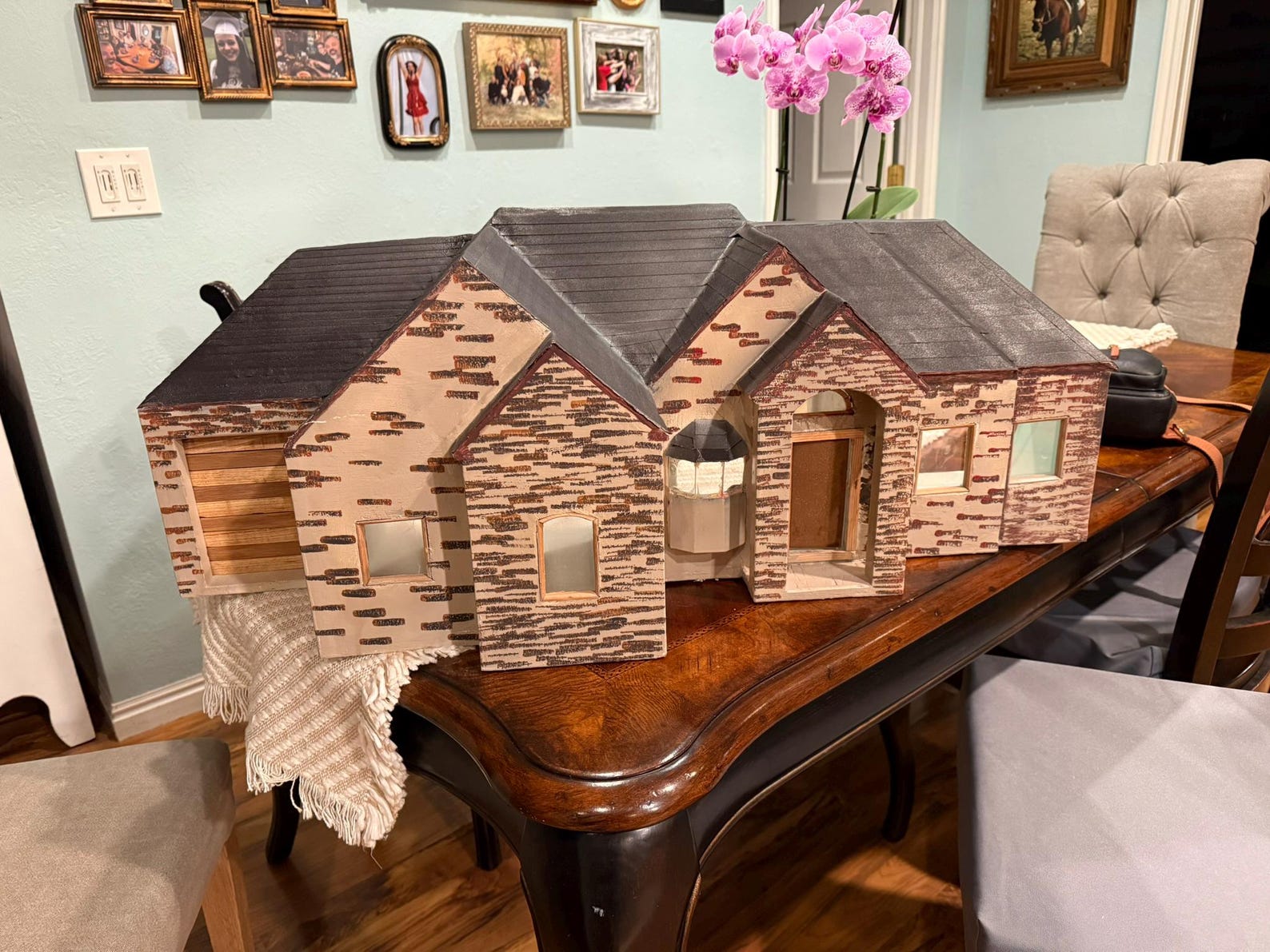 Custom One-story Ranch Style Dollhouse With Two Garage Doors and Five ...