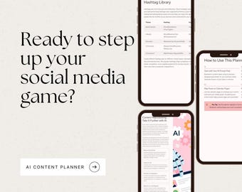 AI-aangedreven maandelijkse contentplanner | Digitale download | ChatGPT-marketingkalendersjabloon voor eigenaren van kleine bedrijven
