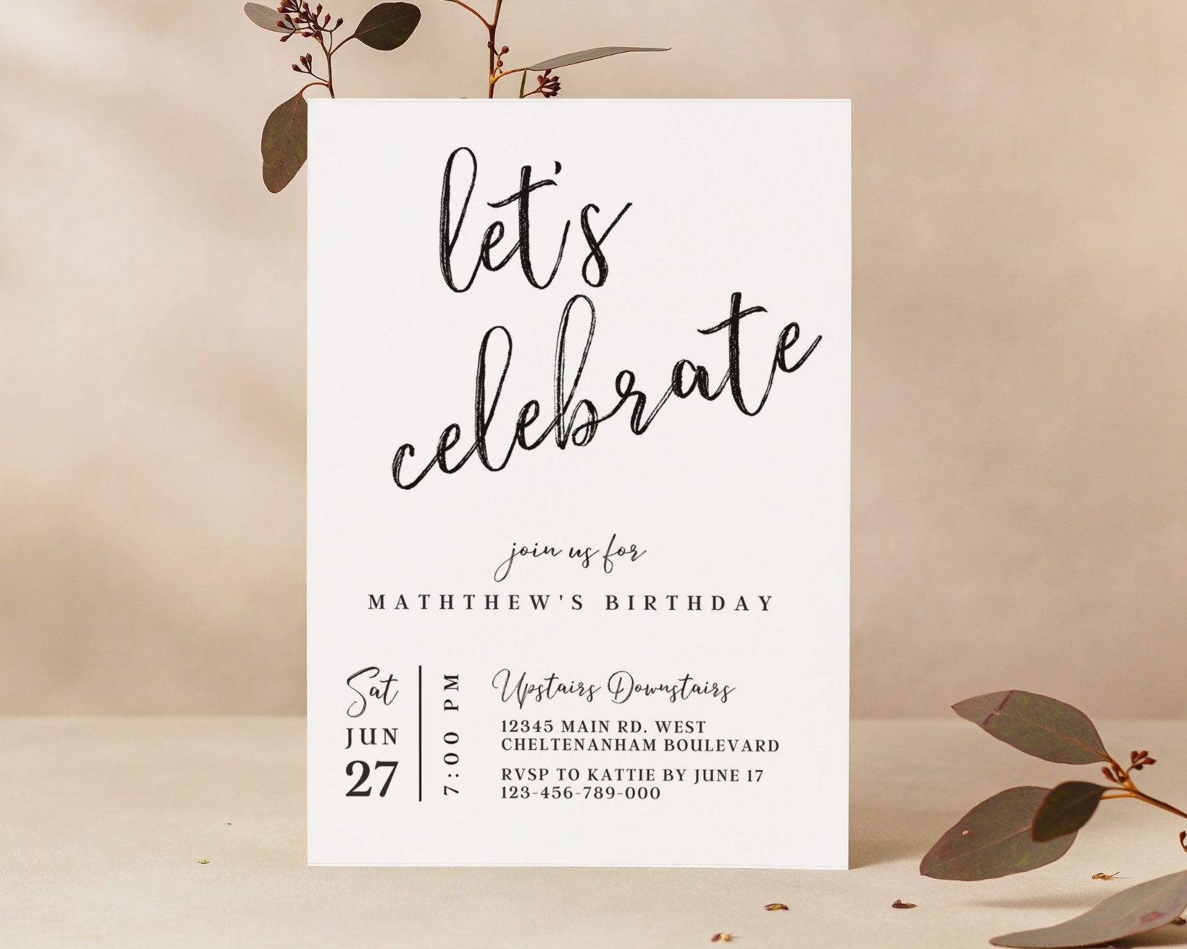 Let's Celebrate Party Invitation Online Editable Template Etsy