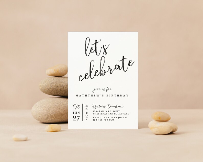 Let's Celebrate Party Invitation Online Editable Template Etsy