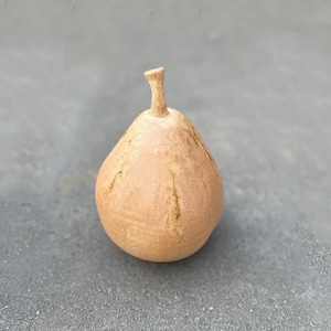 Ceramic Pear Sculpture | Large Nutmeg Orange Pottery Pear Home Decor Art, 7.75&quot; x 4.75&quot;