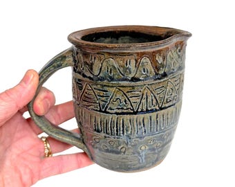 Handmade Ceramic Pitcher | Rustic Stoneware Creamer | Farmhouse Vase (5.5" tall, 14oz)