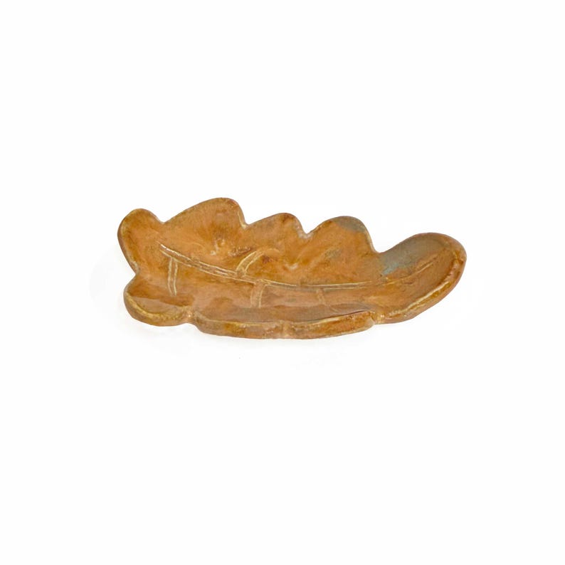 light brown ceramic leaf dish - oak leaf stoneware plate