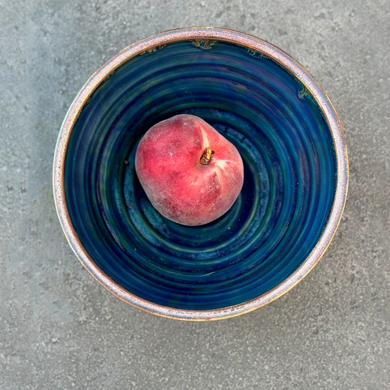 Copper and Sea Blue Ceramic Bowl Wheel Thrown Serving Bowl - Etsy