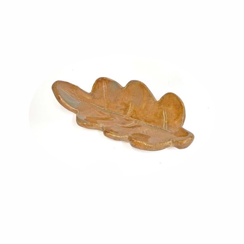 light brown ceramic leaf dish - oak leaf stoneware plate