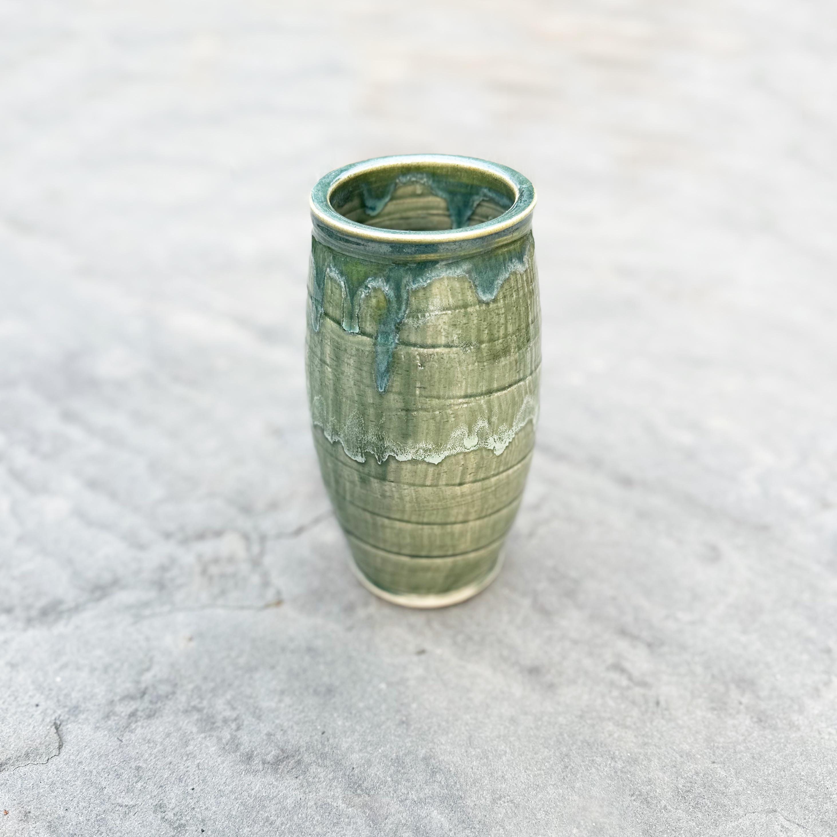 Large Green Ceramic Vase Carved Wheel Thrown Pottery Vase, 8.75 Tall - Etsy