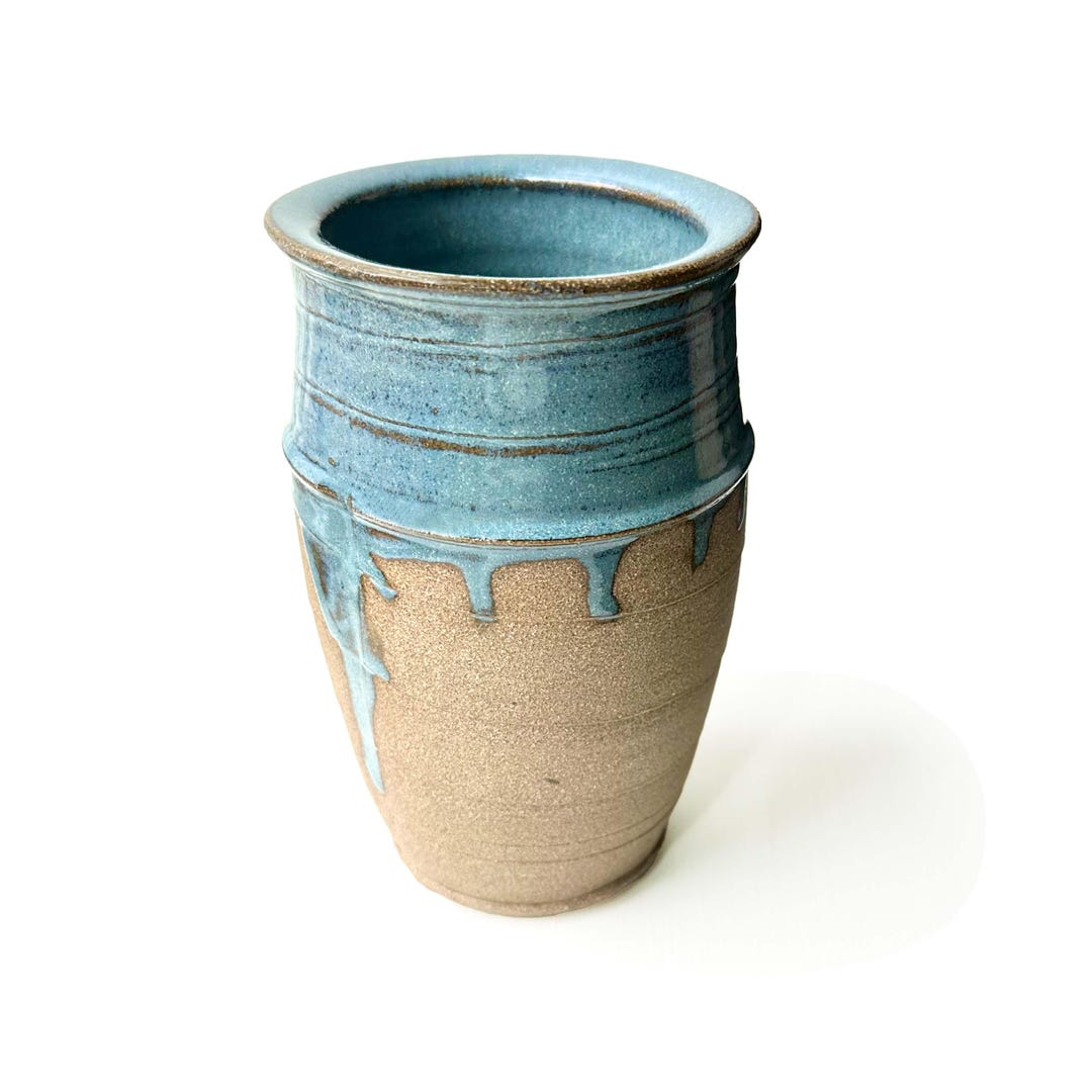 Oval Shaped Blue Ceramic Vase Wheel Thrown Ceramic Vase, 6.5 X 4.25 - Etsy