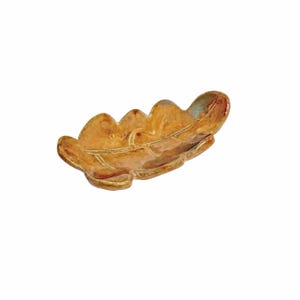 light brown ceramic leaf dish - oak leaf stoneware plate