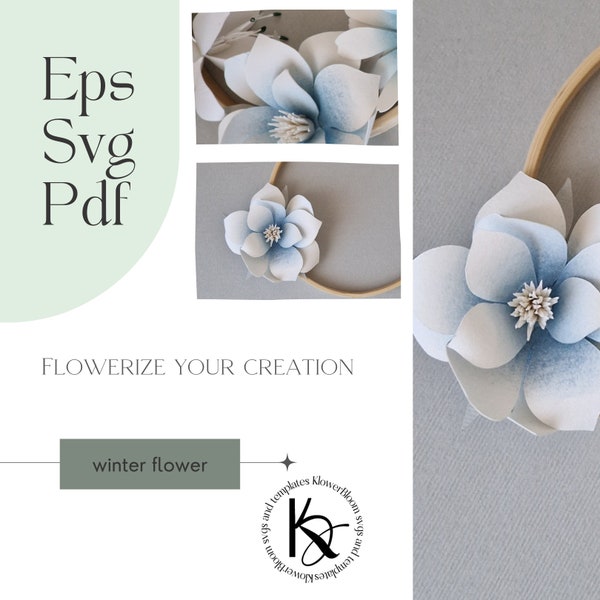 Winter flower for wedding decorations, to embellish invitations, to create wreaths - Digital file, svg, eps, pdf.