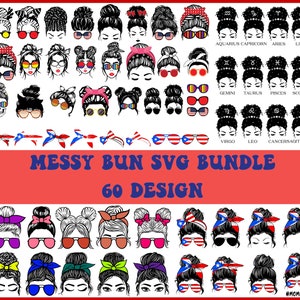 Messy Bun Svg, Messy Bun Svg for Cricut, Bundle Messy Bun Png, Cricut Svg, Puerto Rico Svg, Messy Bun Mom Svg, Messy Hair svg, png