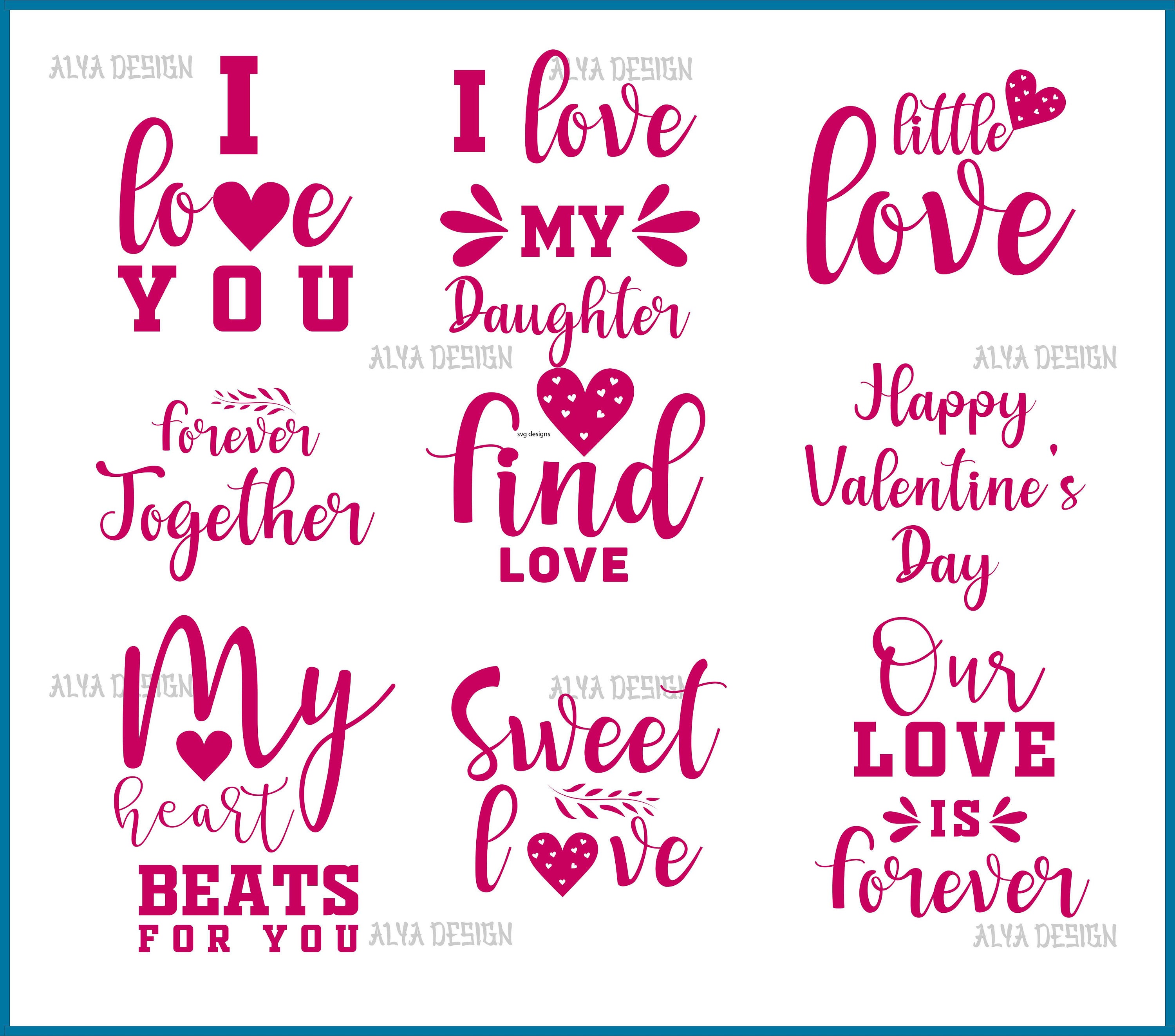 Valentines Svg Bundle, Valentines Day Svg, Love Svg, Heart Svg ...