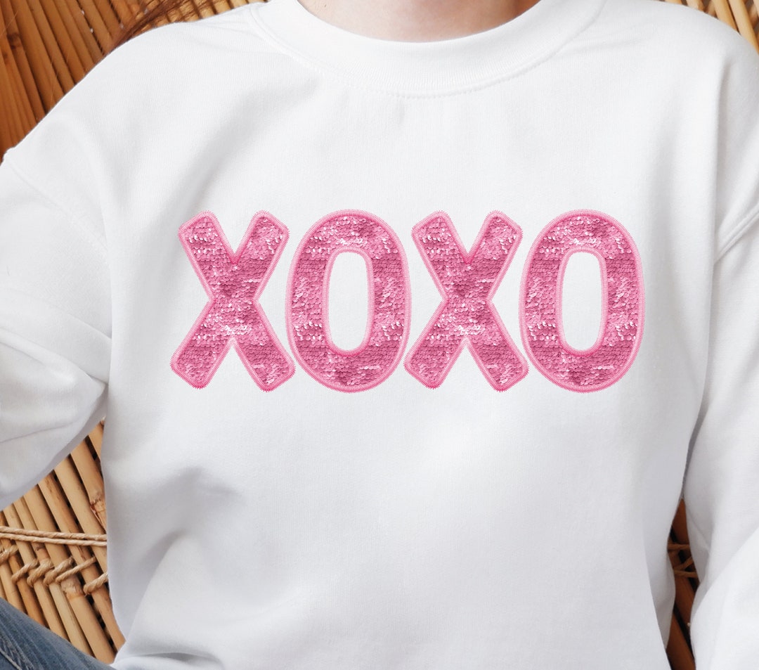 Valentines Day Png Sublimation, Xoxo Embroidery Png, Sparkly Faux ...