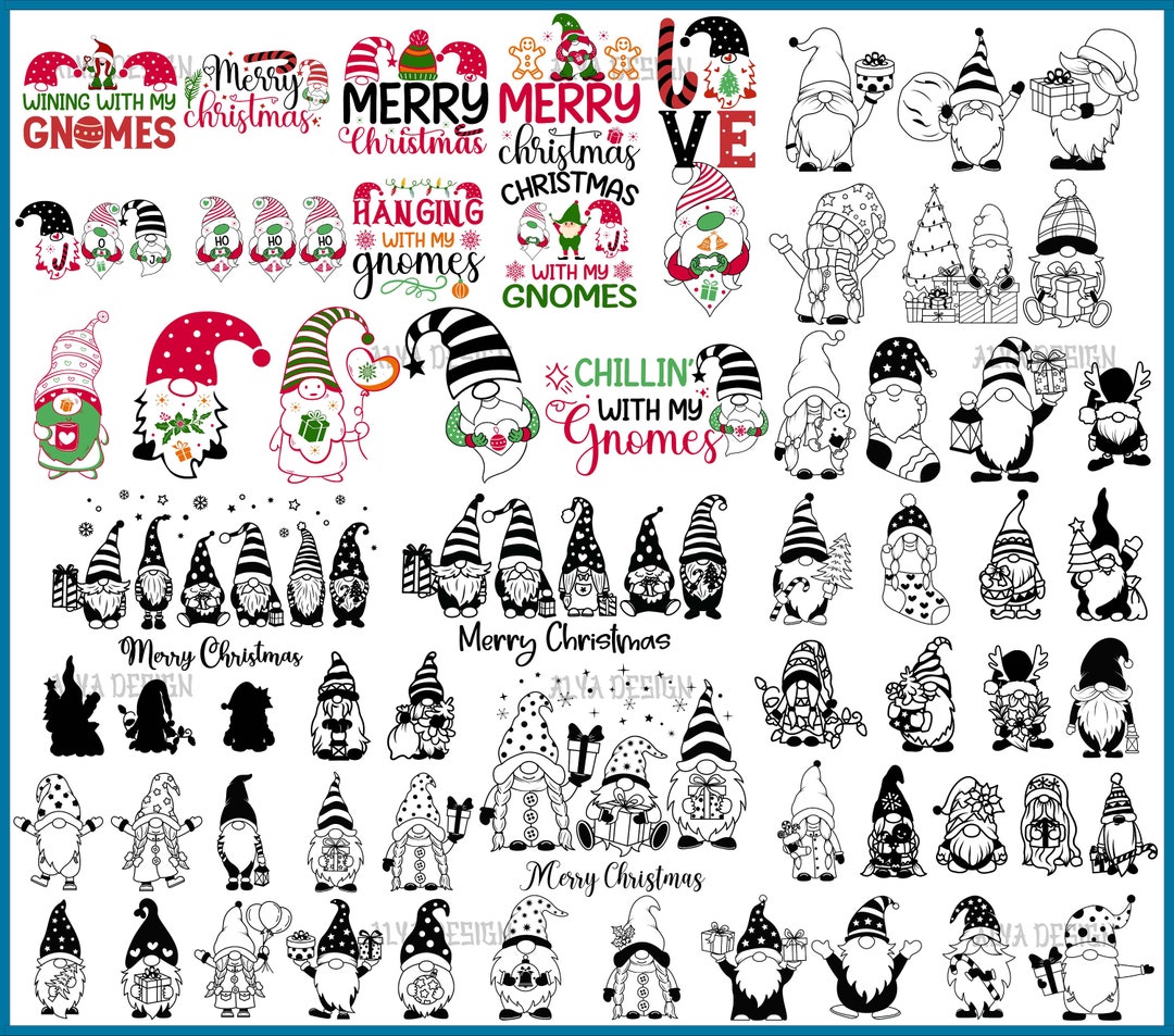 Christmas Gnome Bundle Svg, 50+ Gnomies Svg, Christmas Cut File for ...
