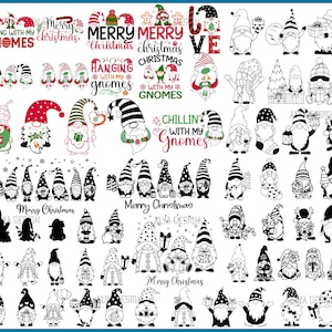 Christmas Gnome Bundle svg, 50+ Gnomies svg, Christmas Cut File for cricut, Christmas Doodle, Gnomes Merry Christmas svg, Cricut cut files